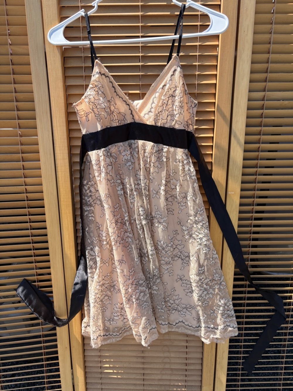 Forever Cream Lace Dress with Black Trim